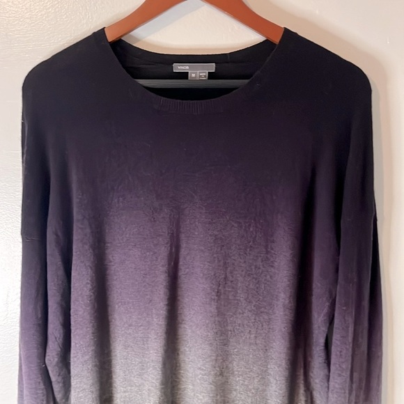 Vince Purple & Gray Ombre Wool/Cashmere Long Sleeve Tunic Sweater Sz M - Picture 2 of 8